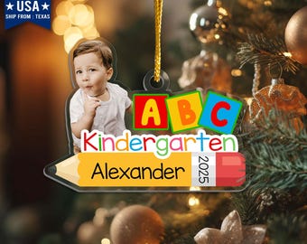 Personalized Kindergarten Christmas Ornament 2025, Graduating Kindergarten Gifts, Gifts For Son, Daughter, Back To School Ornaments