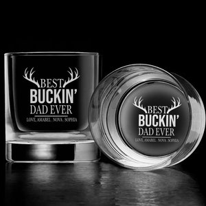 Best Buckin Dad Ever Whiskey Glass, Fathers Day Gifts, Personalized Gifts For Men, Gifts For Dad, Dad Gifts, Hunting Gifts For Men
