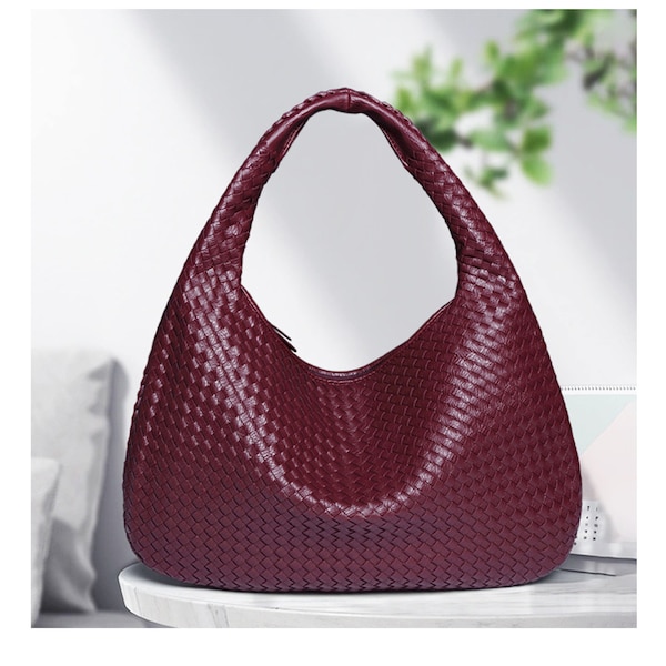 Leder Dumpling Bag, Schultertasche, Vegan Tasche, Frauen Hobo Tasche, Luxus Knoten gewebte Tasche, Vintage Tasche, handgemachte Handtasche, Geschenk für Frauen, Geschenk für Frauen