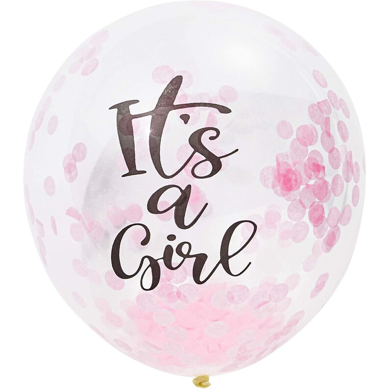 Its A Girl Balloons 30pcs Pink Confetti Balloons Baby Etsy