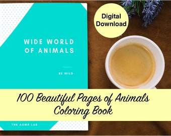 100 Coloring Pages of Wonderful Animals | 100 Pages | Printable | Procreate Coloring | Digital Download | Coloring for Adults-Kids