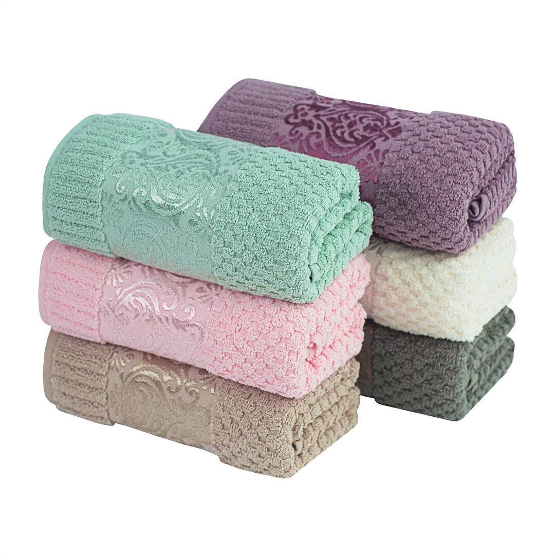 Cotton Towel Set 6 Piece Multicolor Ella 100 Turkish Cotton Etsy UK