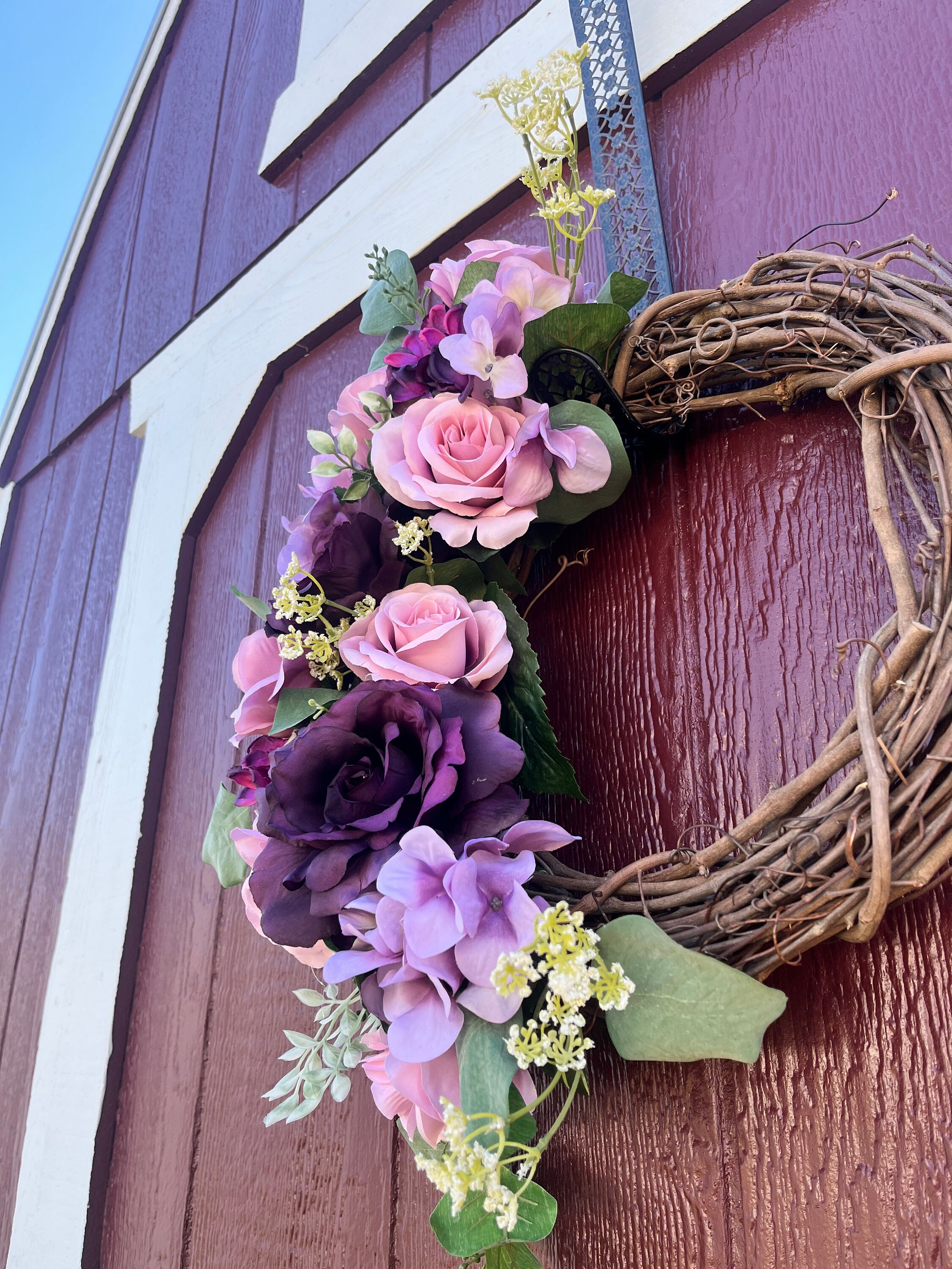 Purple Wreath Wreath for Front Door Door Wreath Purple Etsy