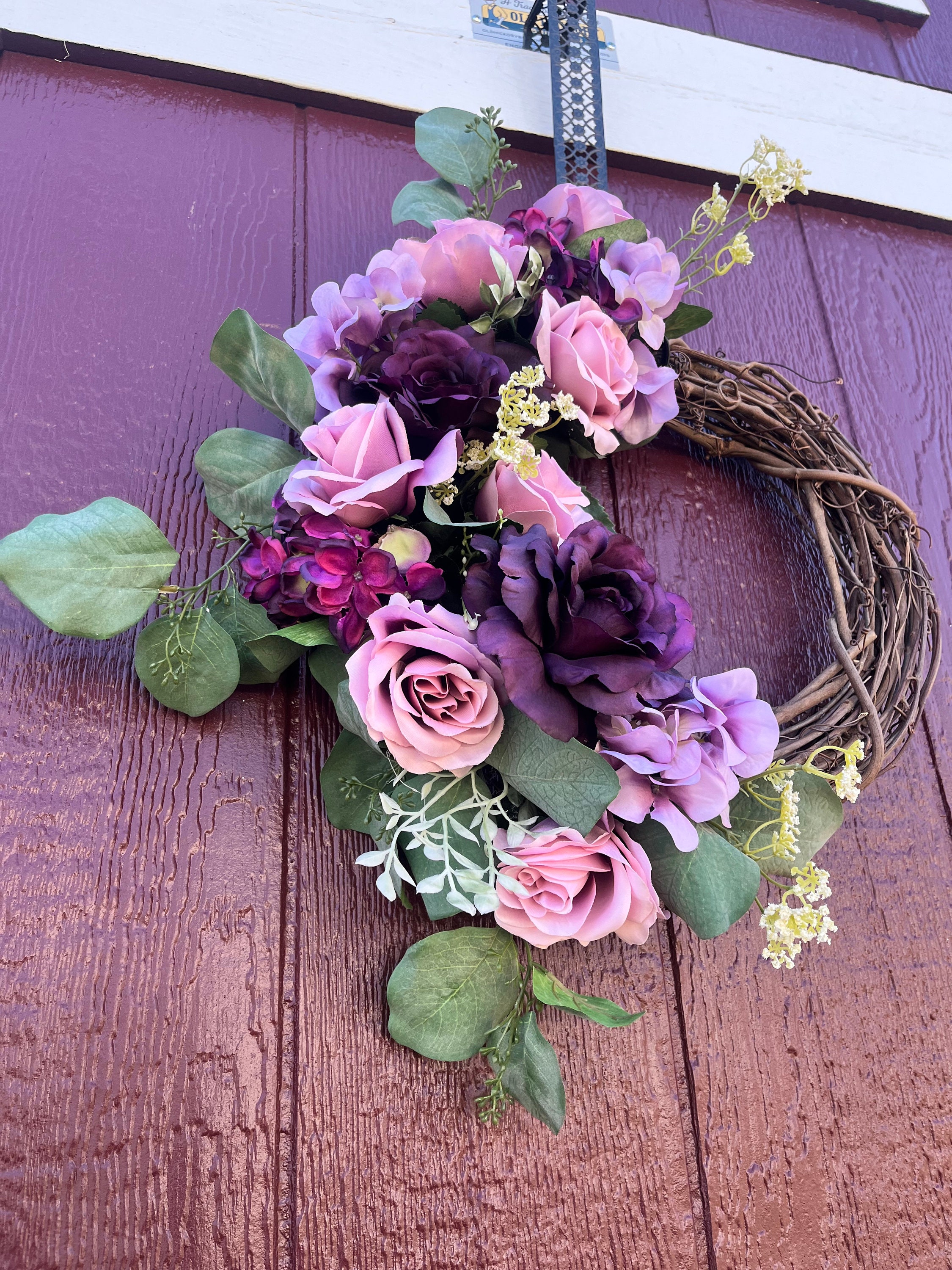 Purple Wreath Wreath for Front Door Door Wreath Purple Etsy