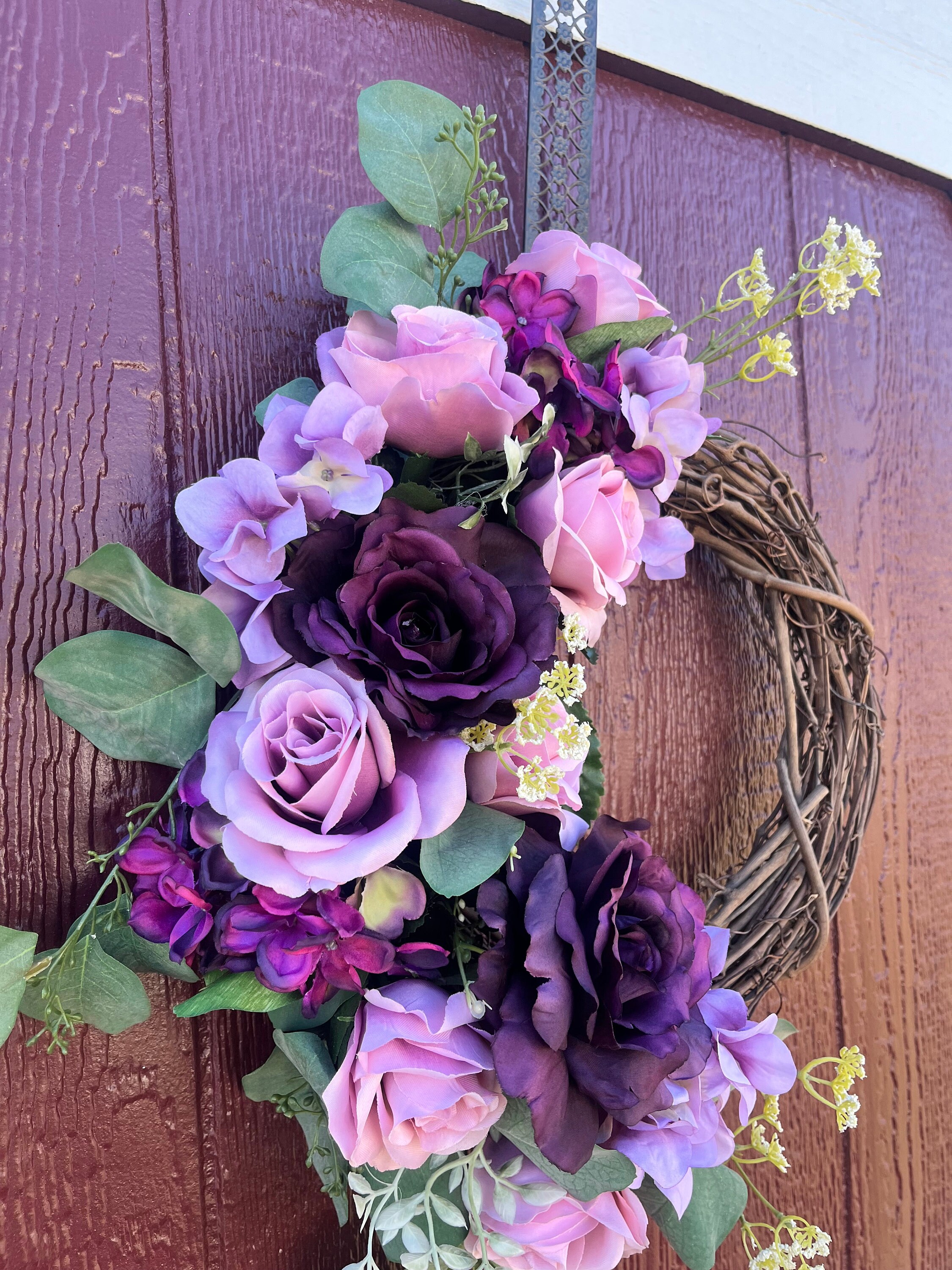 Purple Wreath Wreath for Front Door Door Wreath Purple Etsy