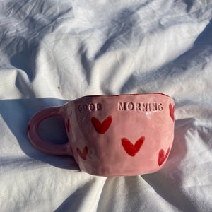 Handmade ceramic heart mug, custom ceramic mug, unique coffee mug, tea mug, heart mug,