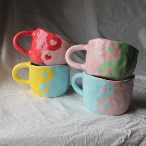 Red Yin & Yang mug Bestfriends gift gift for her gift handmade mug housewarming gift handmade gift image 9