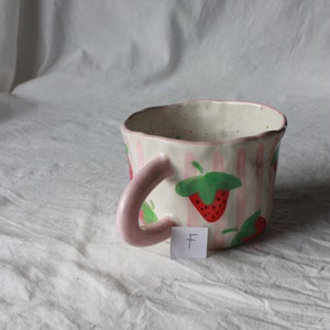 strawberry mug, fruit mug, ceramic mug cute, gift mug, floral mug, custom cofffee mug, ceramic mug gift image 7