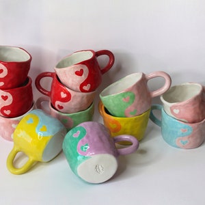 Red Yin & Yang mug Bestfriends gift gift for her gift handmade mug housewarming gift handmade gift image 7