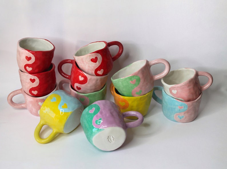 Red Yin & Yang mug Bestfriends gift gift for her gift handmade mug housewarming gift handmade gift image 7