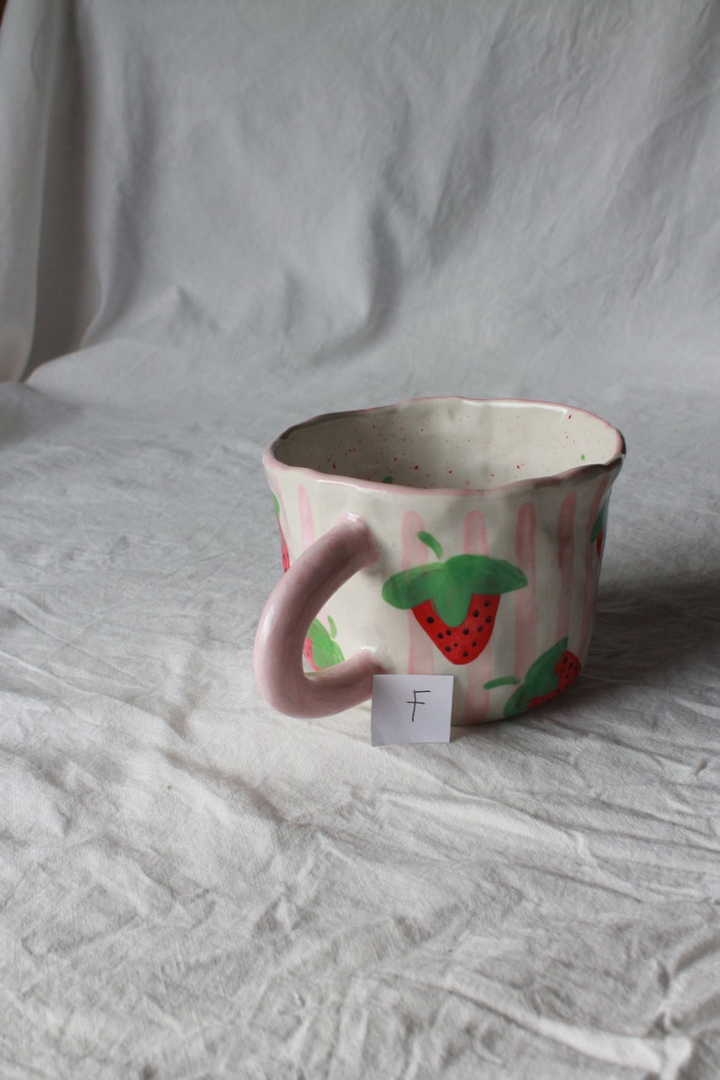 strawberry mug, fruit mug, ceramic mug cute, gift mug, floral mug, custom cofffee mug, ceramic mug gift image 10