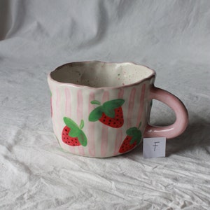strawberry mug, fruit mug, ceramic mug cute, gift mug, floral mug, custom cofffee mug, ceramic mug gift image 5