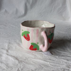 strawberry mug, fruit mug, ceramic mug cute, gift mug, floral mug, custom cofffee mug, ceramic mug gift image 8