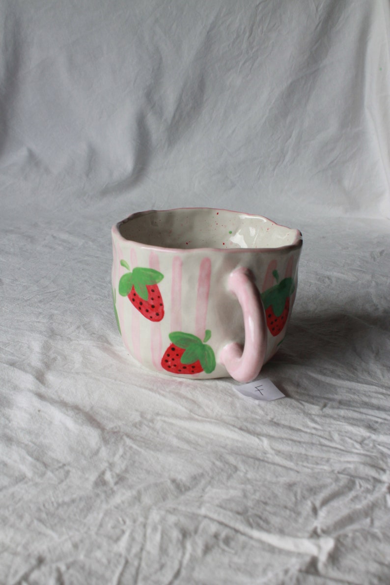 strawberry mug, fruit mug, ceramic mug cute, gift mug, floral mug, custom cofffee mug, ceramic mug gift image 8