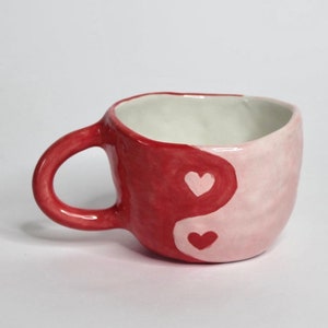 Red Yin & Yang mug Bestfriends gift gift for her gift handmade mug housewarming gift handmade gift image 2