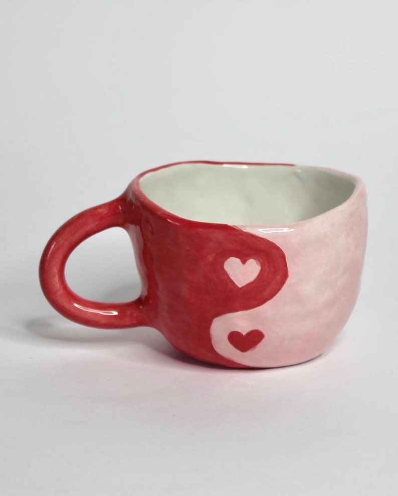 Red Yin & Yang mug Bestfriends gift gift for her gift handmade mug housewarming gift handmade gift image 2