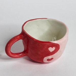 Red Yin & Yang mug Bestfriends gift gift for her gift handmade mug housewarming gift handmade gift image 3