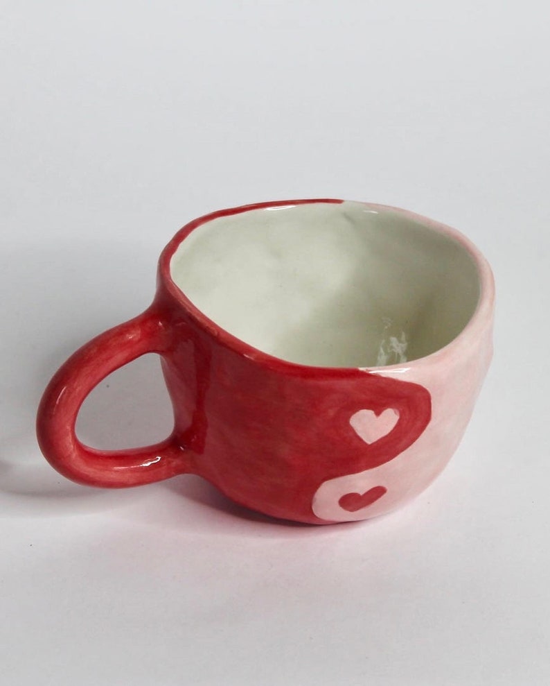 Red Yin & Yang mug Bestfriends gift gift for her gift handmade mug housewarming gift handmade gift image 3