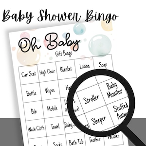 Printable Baby Shower Bingo | Unisex Baby Bingo Game | Shower Gift Activity | Baby Shower Game Ideas | Baby Shower | Shower Gift Game