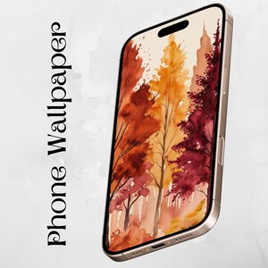 Digital Download Phone Background | Android wallpaper | Phone Wallpaper | iPhone Wallpaper | Fall Leaves Watercolor Art
