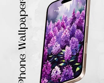 Digital Download Phone Background | Android wallpaper | Phone Wallpaper | iPhone Wallpaper | Purple Lilac Watercolor Art