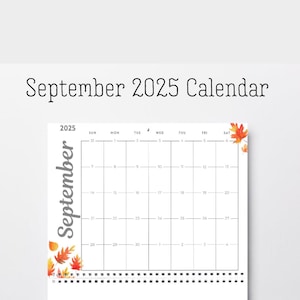 Printable 2025 September Calendar | Instant Download | Office Planner | Monthly Planner | Digital Organizing Tool | Downloadable Monthly Art