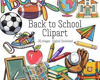 Educational Clip Art Digital Download | Back to School Clip Art | Classroom Decor | Printable School Supplies | Teacher Resource
