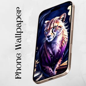 Sfondo per telefono con download digitale / Sfondo Android / Sfondo per telefono / Sfondo per iPhone / Cheetah Dark Academia Watercolor Art