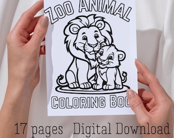 Zoo Animal Coloring Book | 18 Pages Coloring Fun | Kids Activity Book | Animal Illustration | Book for Children | Gift Idea