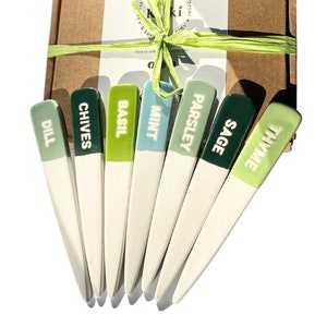 Ceramic Herb Markers Set of 7,  Eco-Friendly Garden Stakes, Durable Plant Labels, Herb Garden Tags, Gardener Gift, Decorative Garden Labels