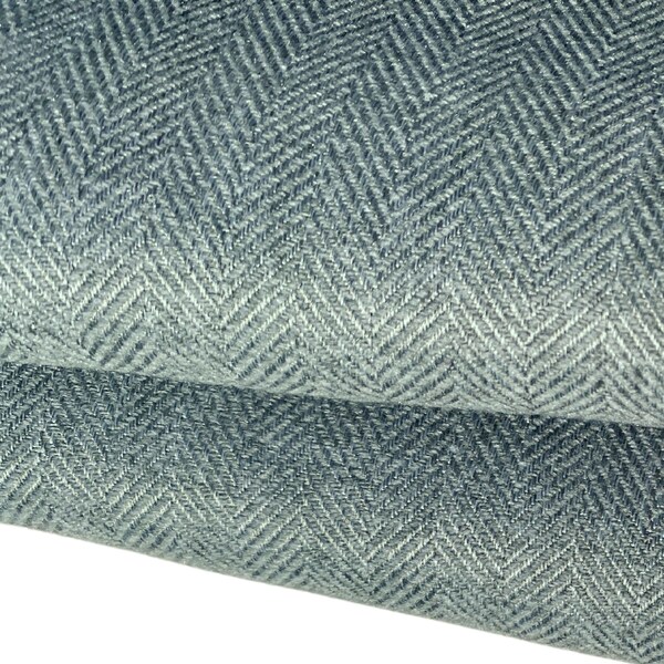 Green Herringbone Curtain Fabric by the Metre UK - Soft Upholstery Material for Curtains, Blinds & More, Wool-Like Polyester, 55"/140cm Wide