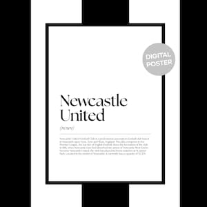 Newcastle United Football Club DIGITAL Poster Wall Art, Silk Poster, Home Decor, Sports Fan Gift, Unique Wall Art, Minimalist Design Magpies