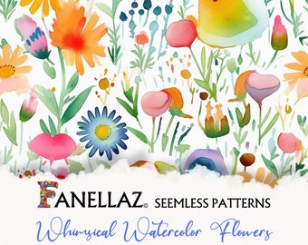 Whimsical Watercolor Wildflower Floral Seamless Pattern, Watercolor Floral Pattern for Commercial Use, Summer Floral Seamless Pattern.