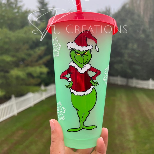 The Grinch Color Changing Cold Cup, Personalized Cup, Christmas Cup, Christmas Gift, Grinch, SKcreationstore