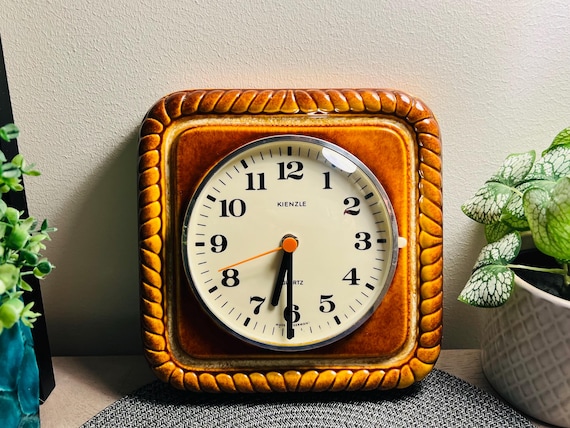 Vintage Ceramic Kienzle Wall Clock, West Germany, Antique Mantle