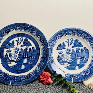 Gustavsberg 2 pcs Scandinavian Vintage porcelain Antique tableware,1860-1910  Sweden Dining serving plate Wall plate white blue 19th century