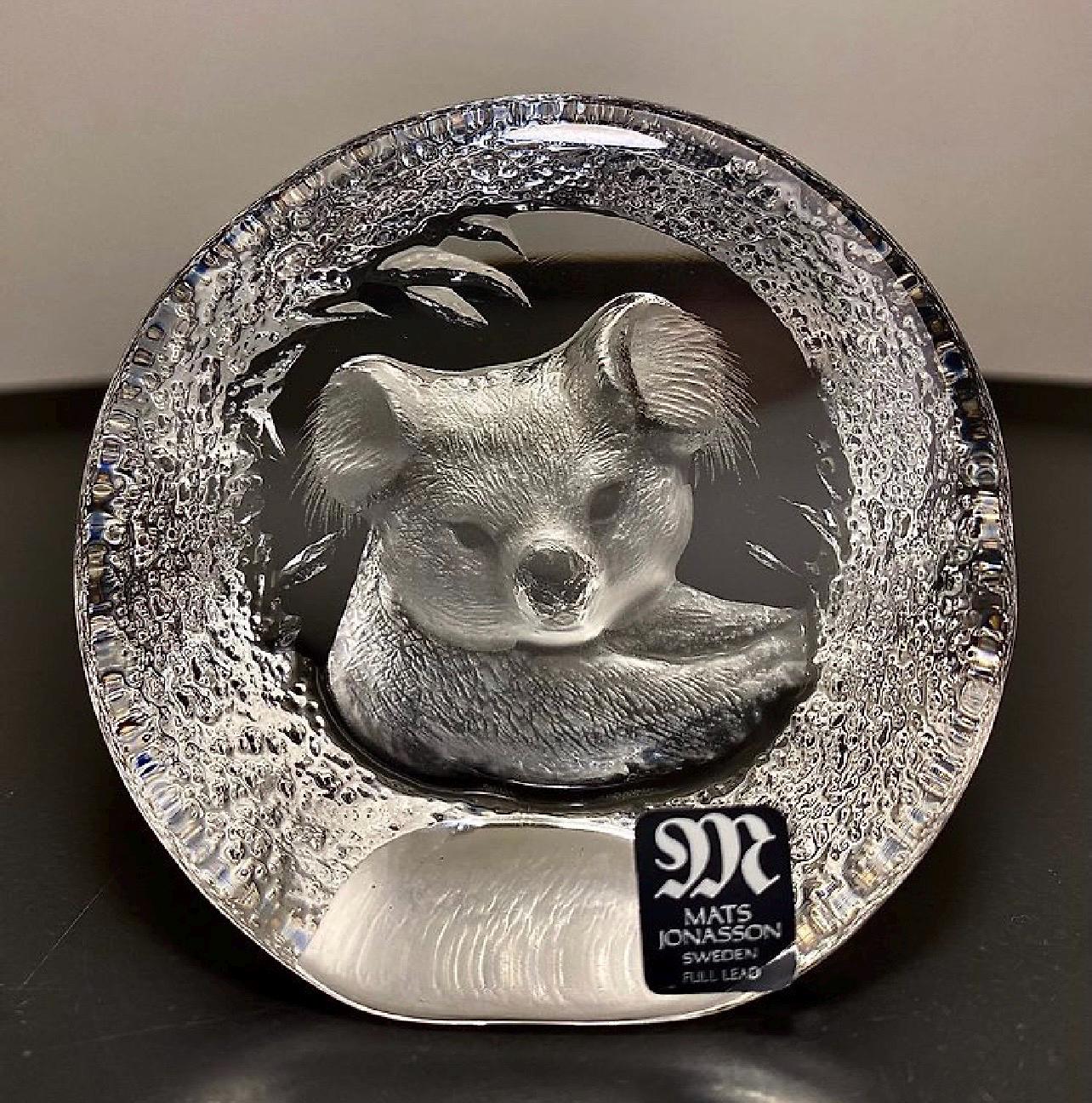 Vintage Mats Jonasson Koala Bear Paperweight • Vintage Signature