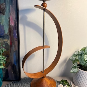 Amazing Vintage Teak wood  Candleholder, Abstract Circular Art, nice Sculpture, natural  Mid Century Modern Decor, Rare, 1960&#39;s, Excellent