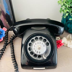 Telefono a disco rotante vecchio stile, telefono meccanico nero leggero retrò, telefono vintage, telefono fisso da scrivania, decorazione elegante per ufficio