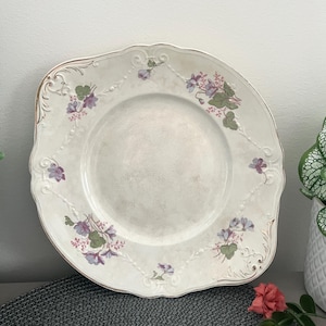 Antique Gustavsberg 1895-1900’!   Scandinavian Vintage Gustafsberg porcelain serving dish,very cute,violet pattern,Dining  plate.Gustavsberg