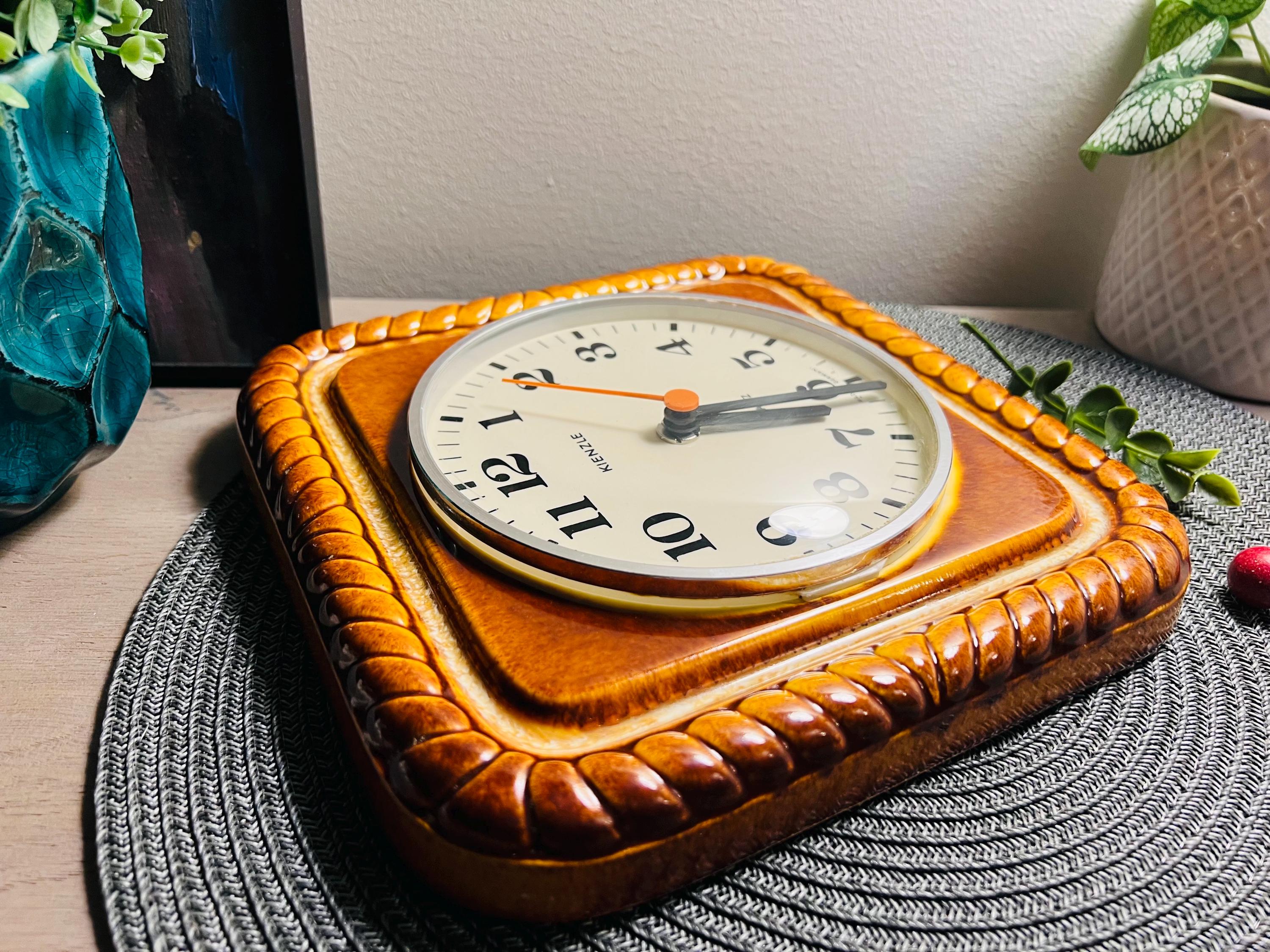 Vintage Ceramic Kienzle Wall Clock, West Germany, Antique Mantle