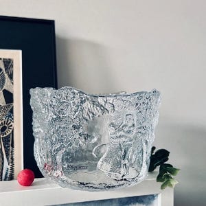 Vintage Kosta Boda Rhapsody Glass Bowl, Art Glass Wedding Bowl by Kjell Engman, Vintage Kosta Boda Ice Glass Dancing Couple, rare find