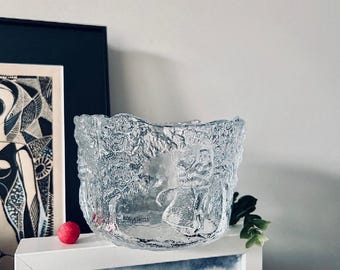 Vintage Kosta Boda Rhapsody Glasschale von Kjell Engman, Vintage Kosta Boda Eisglas Tanzpaar, seltener Fund
