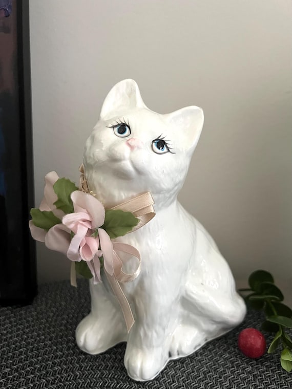 Figurine Porcelaine 3 Chats Mignons – Statuette Déco Chatons, état Excellent, Deco