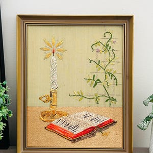 Scandinavisch - Zweden of Noorwegen Volkskunst naaien Wandtapijten Handgemaakt handwerk Home Wanddecoratie vintage cristian stich retro kaars