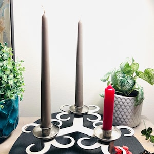 Vintage  beautiful  hand made 3 candle holder..Scandinavian Swedish  Metall Art 1960s Nordic Home metal metal candleholder  candelabra steel