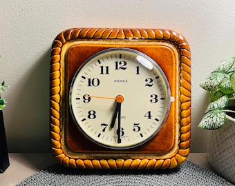 Vintage Ceramic Kienzle Wall Clock, West Germany, Antique Mantle