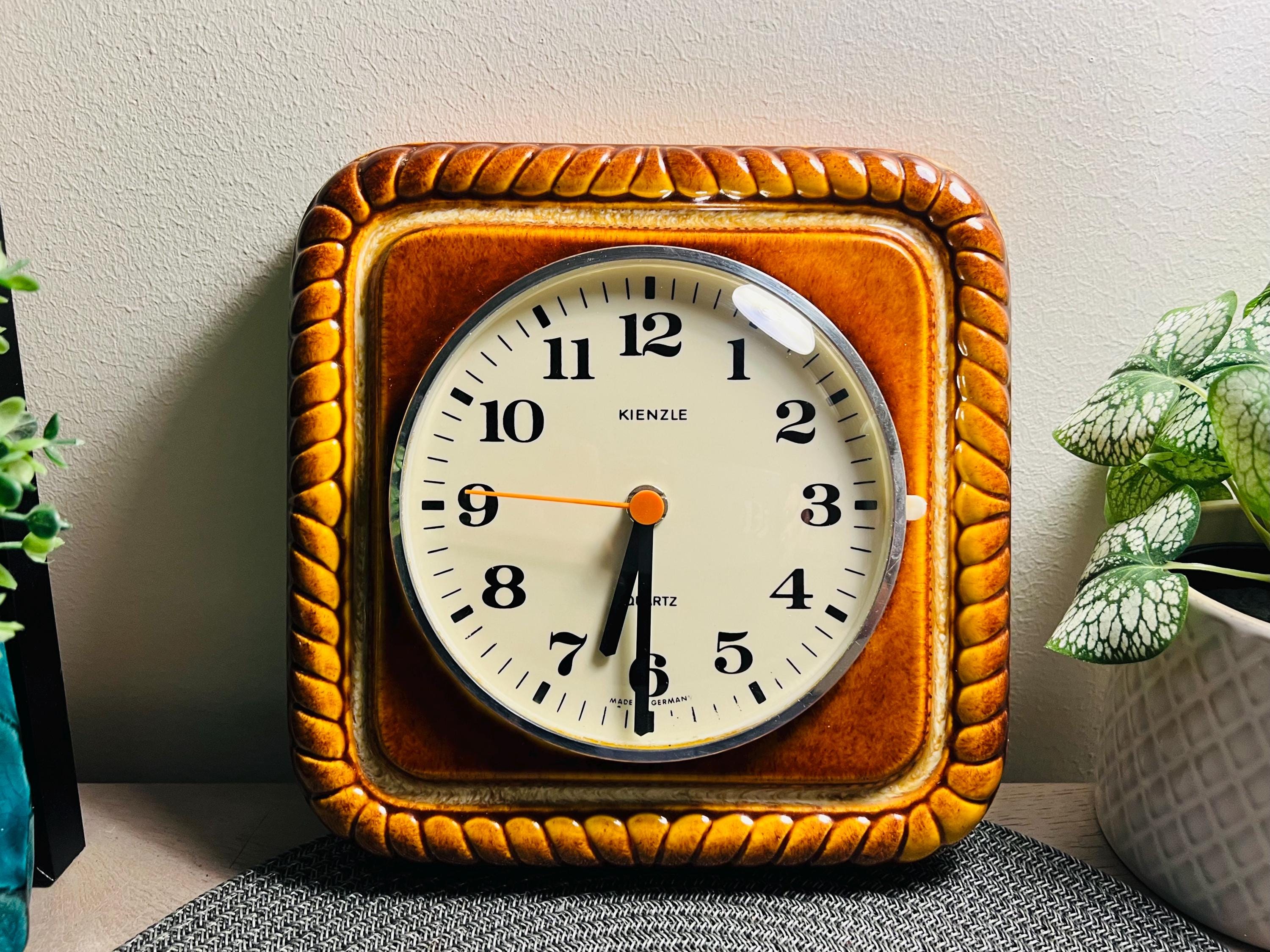 Vintage Ceramic Kienzle Wall Clock, West Germany, Antique Mantle