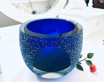 ヴィンテージ ミッドセンチュリー コバルトブルー ガラス製品。高さ約