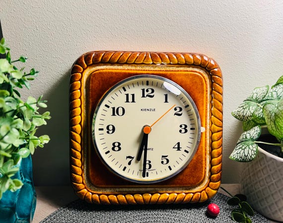 Vintage Ceramic Kienzle Wall Clock, West Germany, Antique Mantle